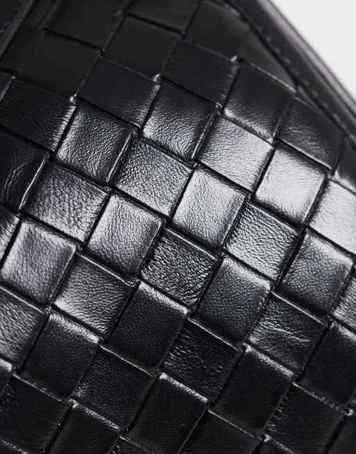 Glamorous woven shoulder tote bag in black weave, 3 of 4