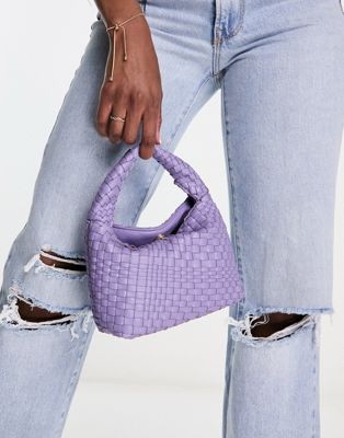 Glamorous woven texture grab bag in lavender