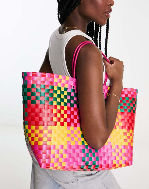 Plastic woven shop tote bag