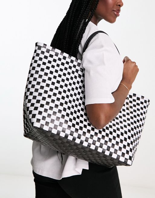 Miss Checker Women Bags Checkered Shoulder tote Bag Ladies Cross Body Purse  4 in 1 Handbags Set For Female Grey