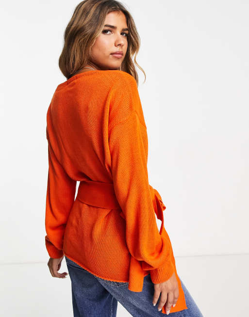 Chunky orange cardigan sale