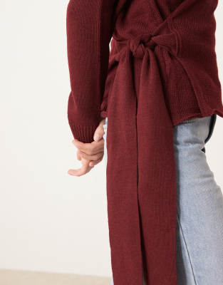 Glamorous Wrap Front Sweater In Red