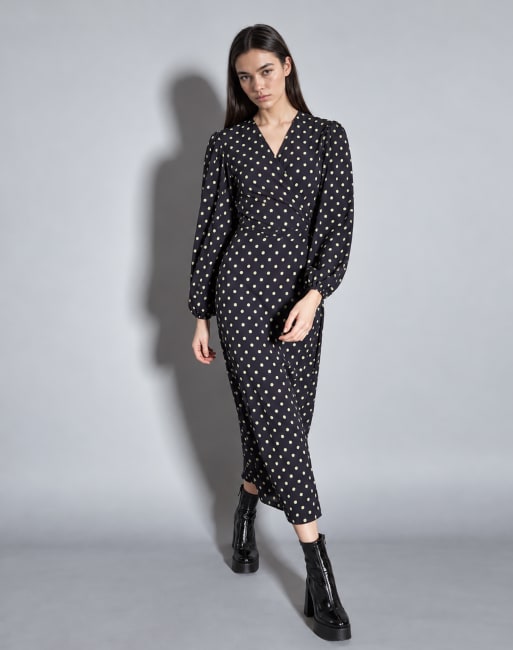 Glamorous Wrap maxi-dress in black green geo daisy, 3 of 3