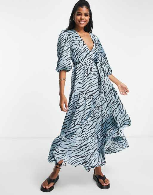 Blue zebra outlet print dress