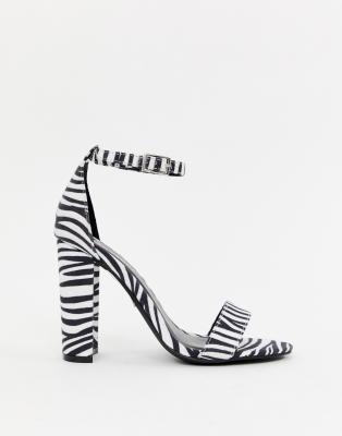 Glamorous Zebra print block heeled 