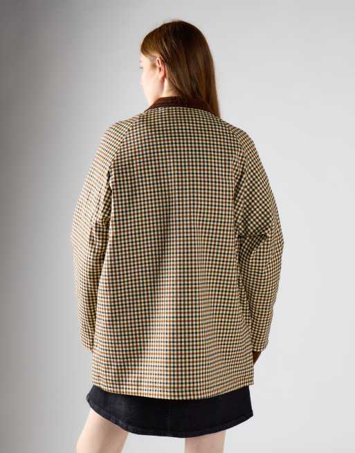 Glamorous Zip up collared jacket in cream check, 3 of 4