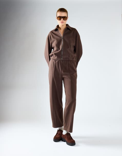 Glamorous Zip-up collared jacket in dark brown