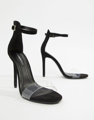 Glamorous - Zwarte sandalen met doorzichtige bandjes