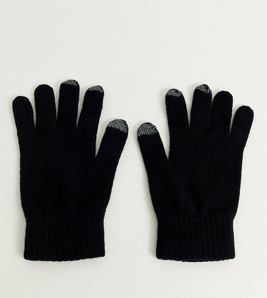 Glen Lossie lambswool touchscreen gloves in black