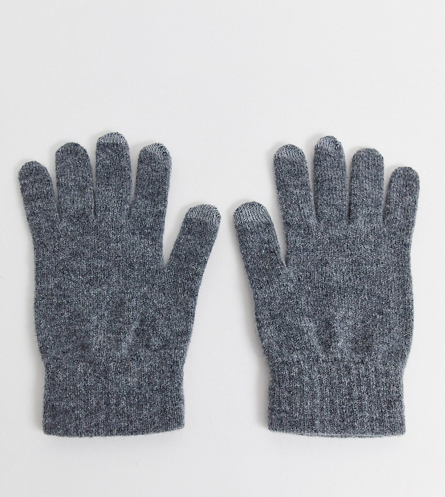 Glen Lossie lambswool touchscreen gloves in grey