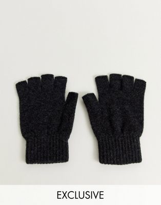 Glen Lossie - Vingerloze handschoenen van lamswol in donkergrijs