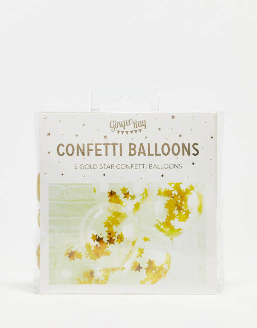 Globos dorados con confeti de estrellas de Ginger Ray