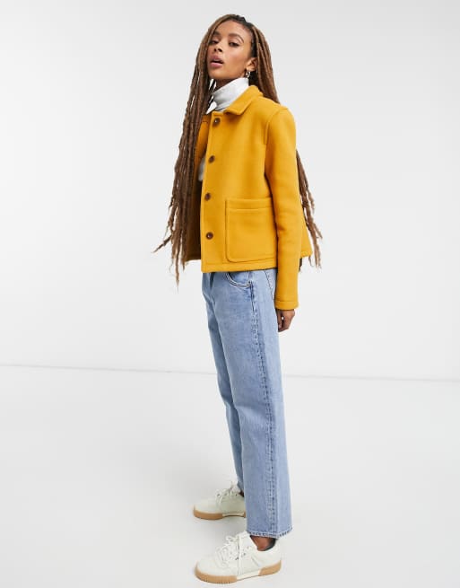 GLOVERALL 'Daisy' Women's Cropped Wool Jacket in Yellow