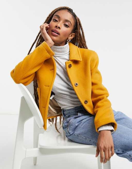 Mustard cropped clearance jacket