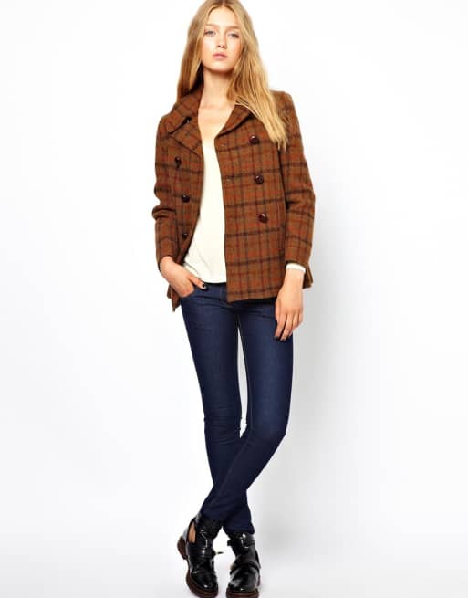 Gloverall Harris Tweed Reefer Coat ASOS