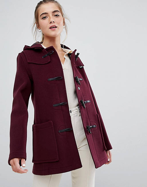 Gloverall slim mid length duffle coat in wool blend | ASOS