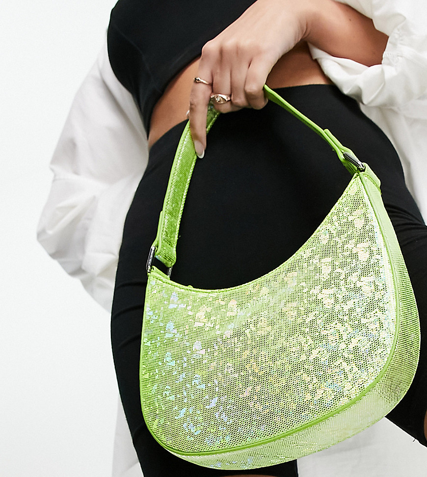 Glynit Popi curved shoulder bag in iridescent-Green