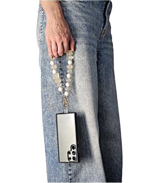 Goddiva Acrylic phone strap in beige - view 1