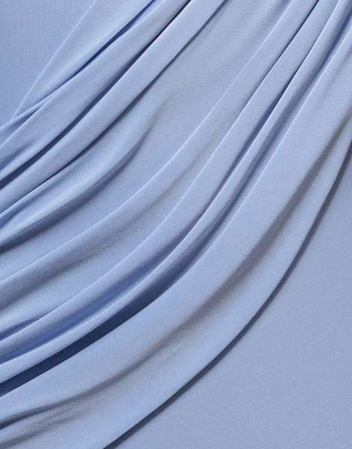 Goddiva Asymmetric neck gathered waist maxi dress in blue, 4 of 4