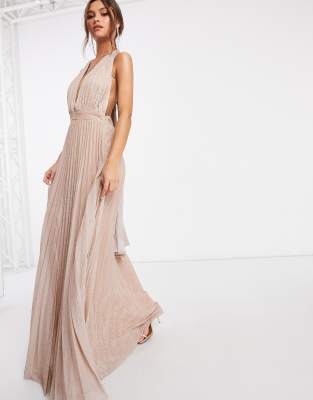 goddiva sequin embellished plunge maxi dress in black and gold