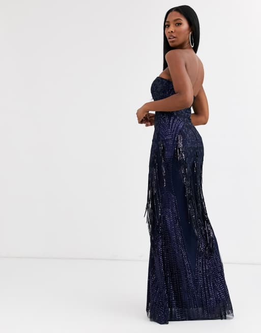 Goddiva navy shop sequin dress