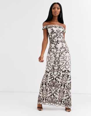 black and cream maxi dress