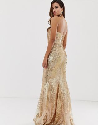 asos gold gown