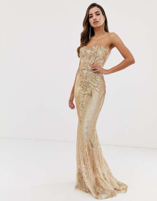 Gold store embellished dress