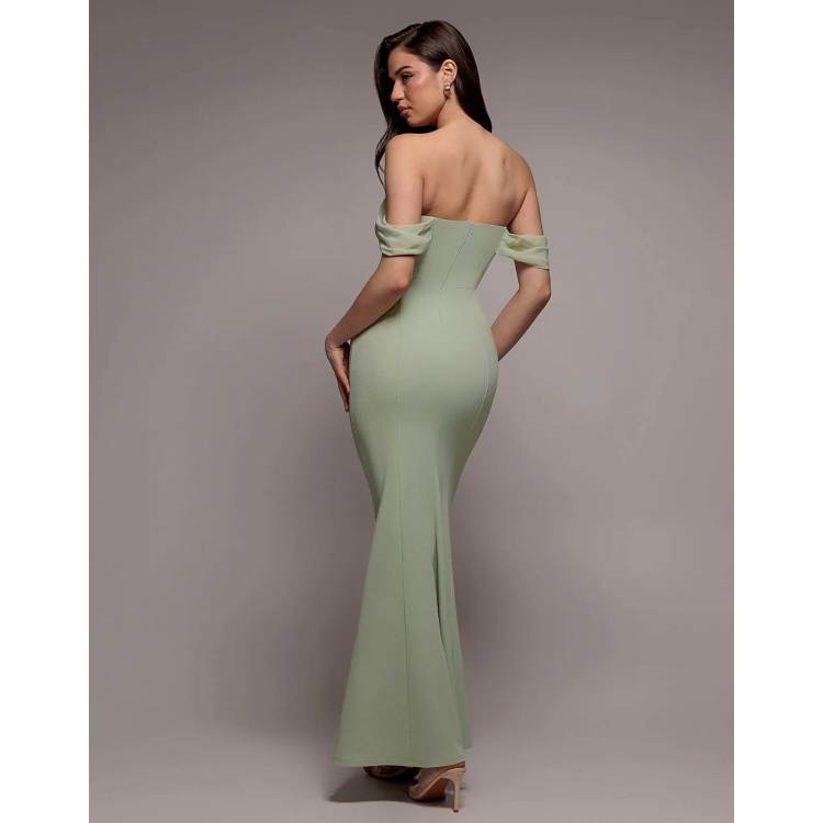 goddiva chiffon bardot cowl neck maxi dress Goddiva Chiffon Bardot Cowl Neck Maxi Dress