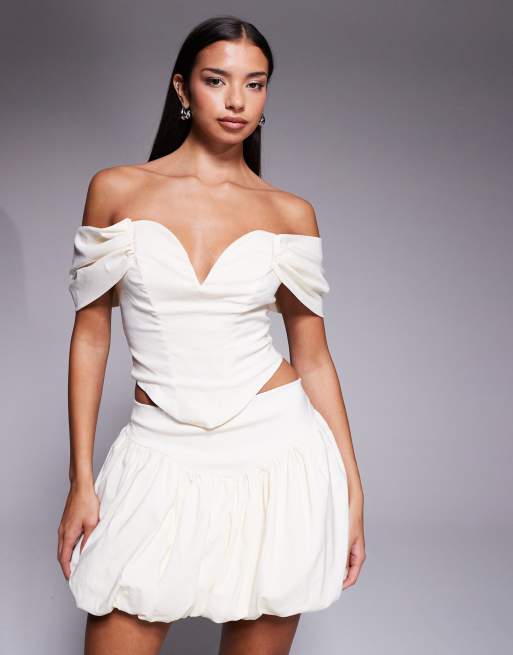Goddiva Bardot corset top in cream