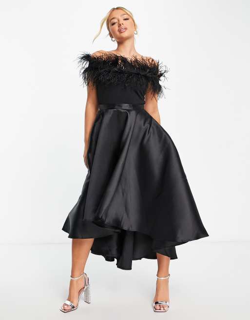 Coast black dress outlet with feathers