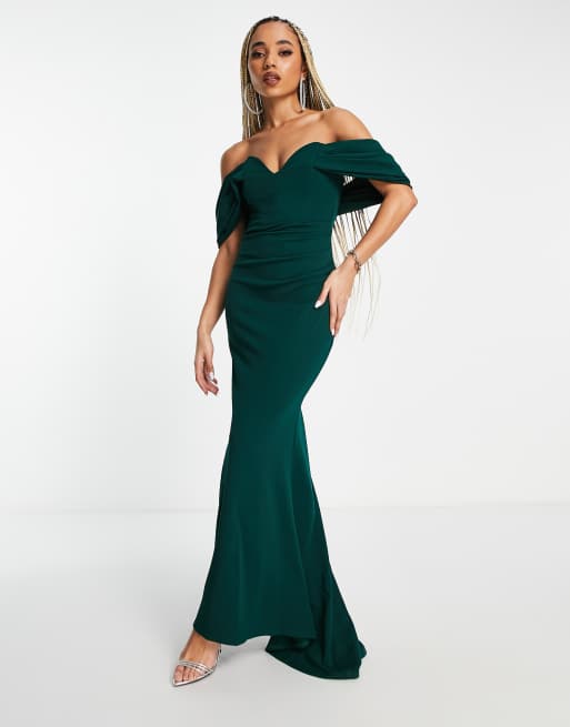 Emerald bardot hot sale dress