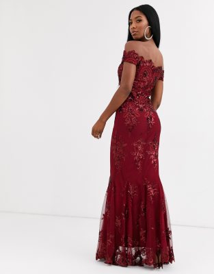 wine red maxi dress