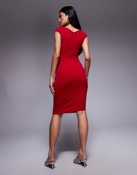 black bodycon midi dress long sleeve Women's Red Long Sleeve Party Bodycon Dress main image 0