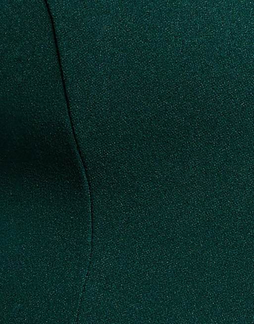 Goddiva Capped sleeve v neck pleated fit & flare maxi dress in emerald green, 4 of 4