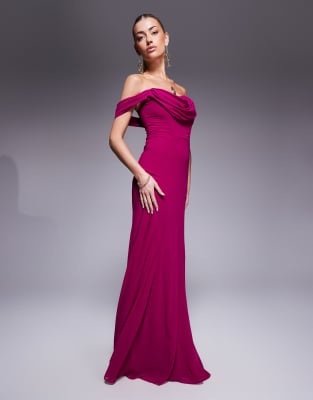 MAGENTA COWL DRESS