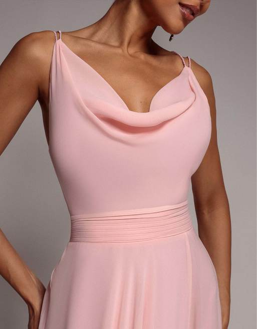 Goddiva Chiffon cowl twisted rope strap lace in blush, 2 of 4