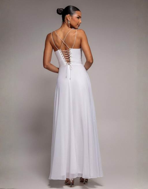 Goddiva Chiffon cowl twisted rope strap lace in ivory, 2 of 4