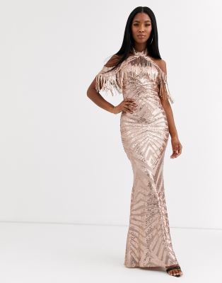 gold sparkle maxi dress