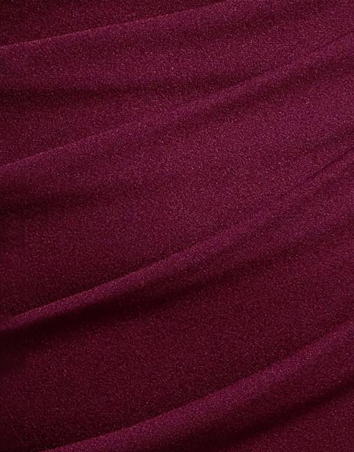 Goddiva Cowl neck one shoulder chiffon maxi dress in plum, 4 of 4