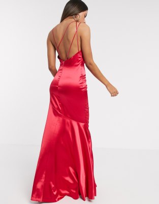 satin strappy back gown