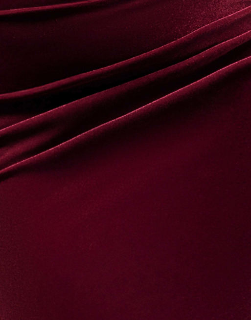 Goddiva Cowl one shoulder velvet maxi dress in burgundy, 2 of 4