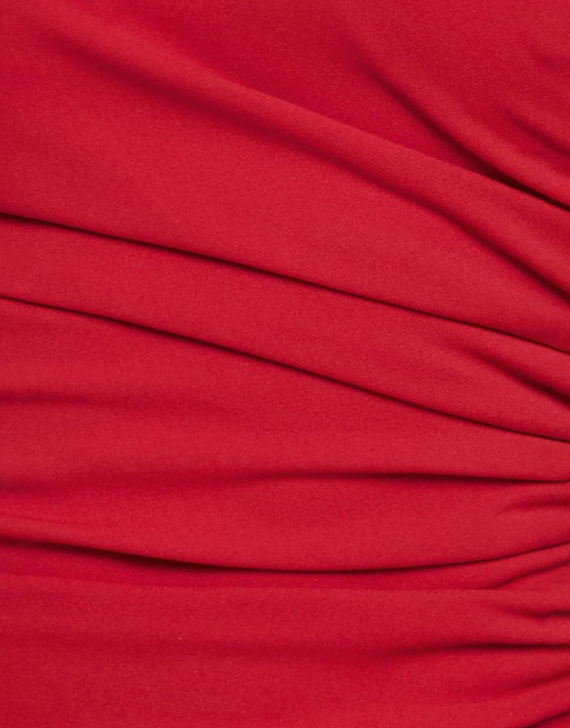 Goddiva Crepe bandeau maxi with diamante necklace in red, 4 of 4