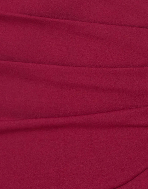 Goddiva Crepe off shoulder front split maxi dress in wine, 4 of 4