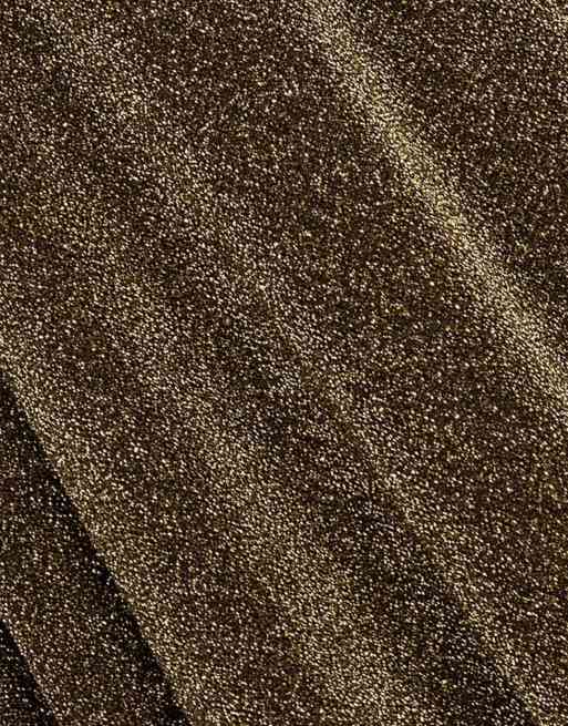Goddiva Crossover sparkling glitter maxi dress in brown, 4 of 4