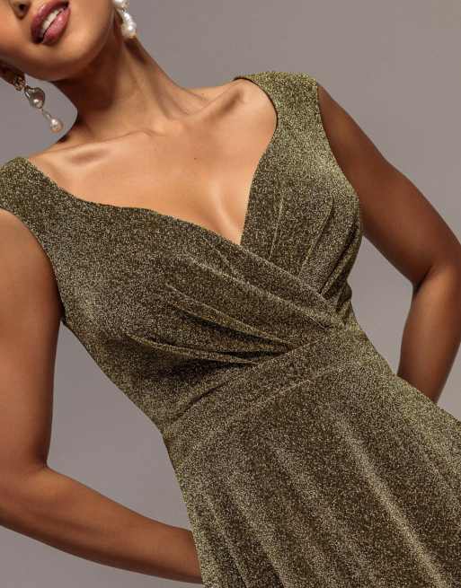 Goddiva Crossover sparkling glitter maxi dress , 3 of 4