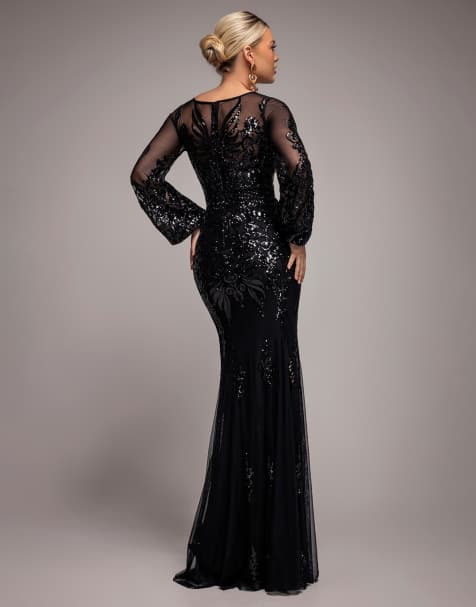 sachin and babi light blue dress Ever-pretty Prom Dress Leaf Sequin Short Sleeve Tulle Midi Wedding Guest  Dress Burgundy 14UK from £72.99 main image 1