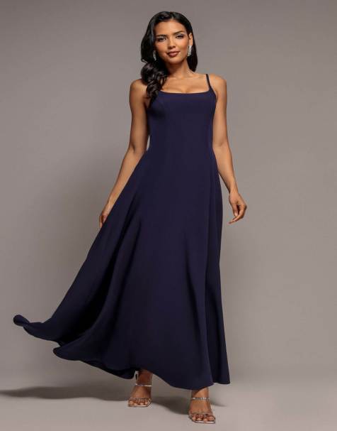 Goddiva fit & flare a line maxi dress in navy - view 1