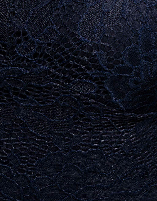 Goddiva Fit & flare scallop lace v neck maxi dress in navy, 4 of 4