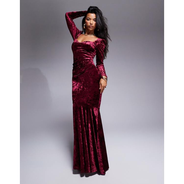 goddiva flared sleeve embroidered maxi dress Goddiva Flared Sleeve Embroidered Maxi Dress main image 0